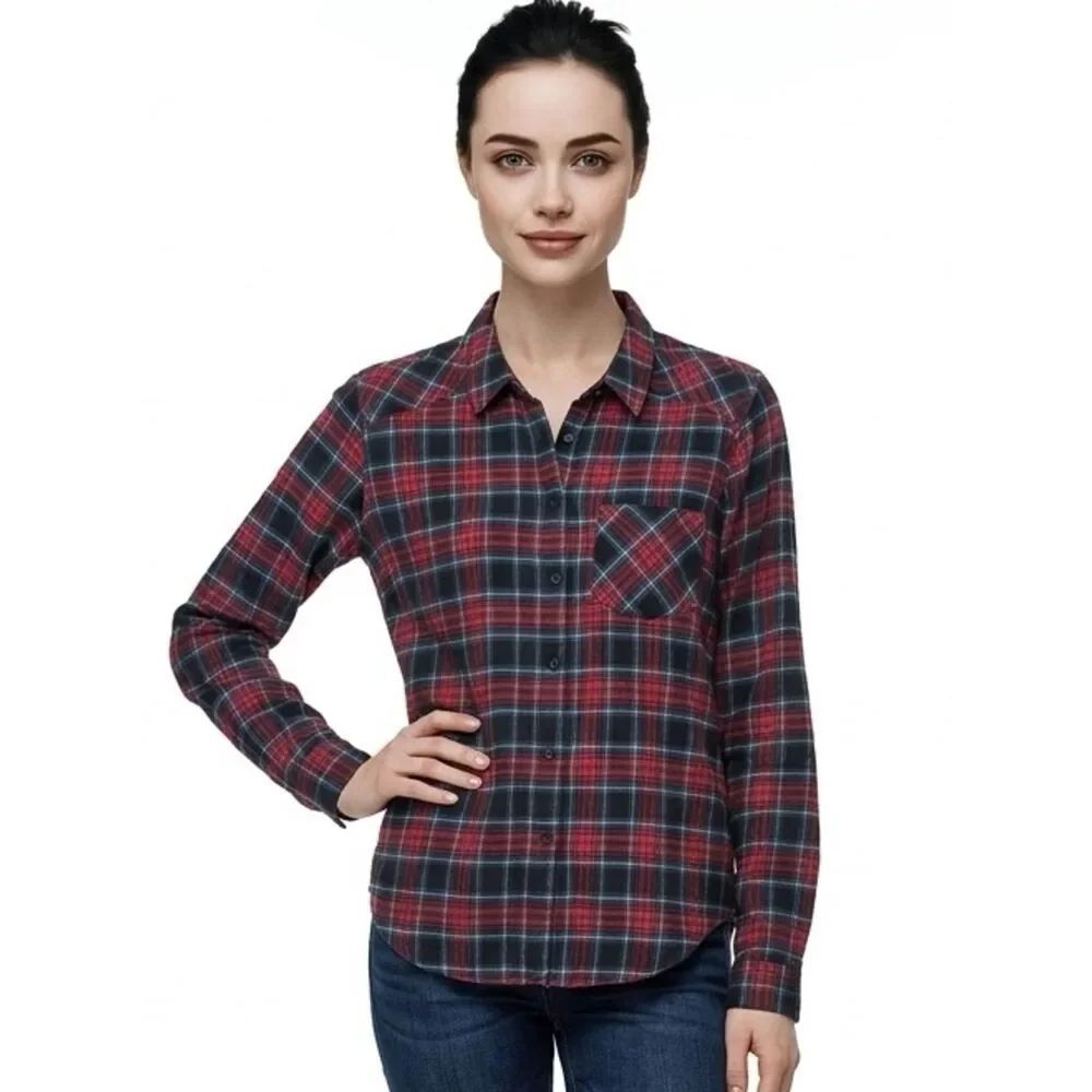 PAIGE | Plaid Button Down Shirt Red Blue Black S